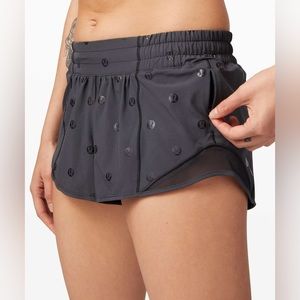 Lululemon Polka Dot Logo Hotty Hot shorts 2.5”